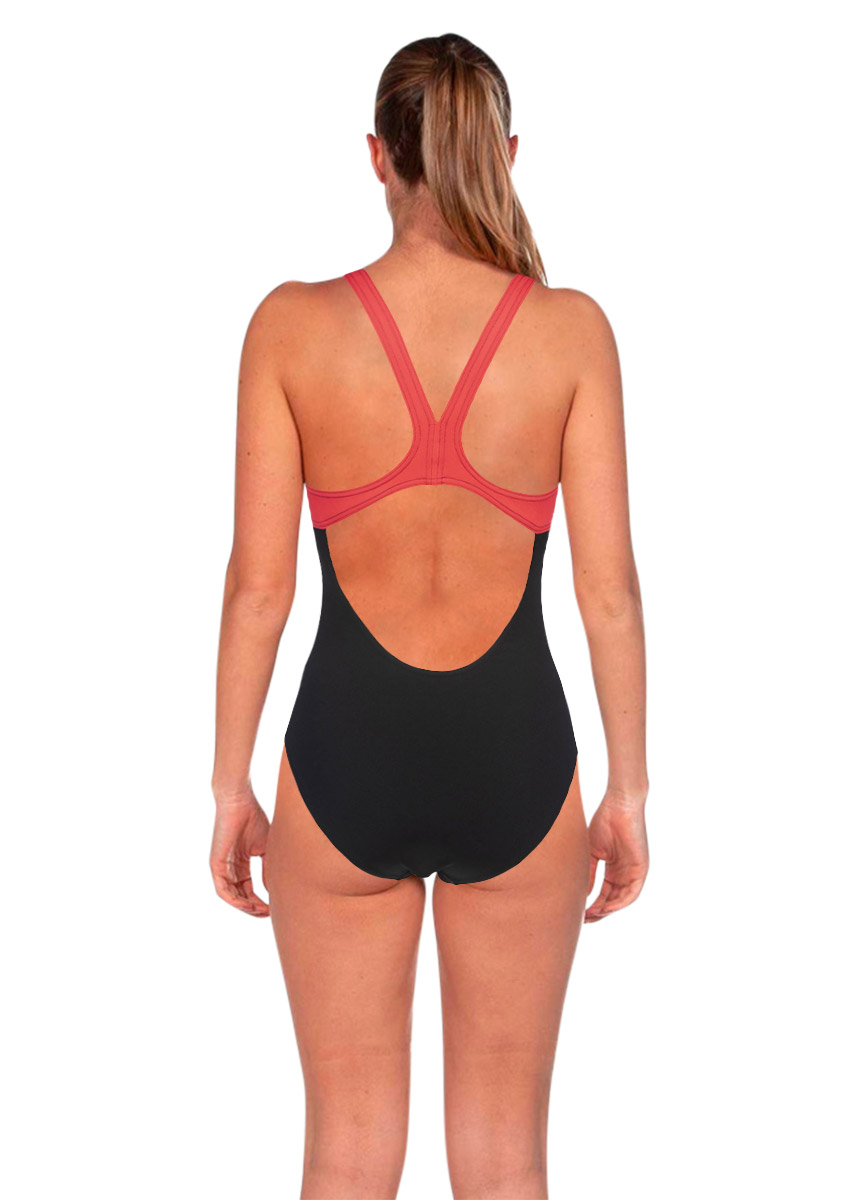 Arena Womens Optical Waves Swimsuit - Black / Fluo Red-brand