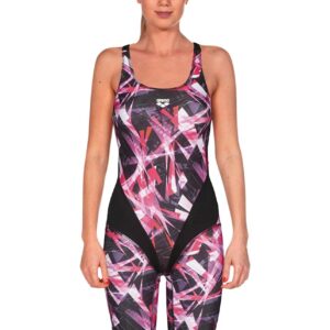 Arena Womens Night Lights Kneesuit - Black / Pink-0