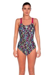 Arena Womens Heat Stripes Swim Pro Back Swimsuit - Black / Freak Rose