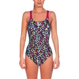 Arena Womens Heat Stripes Swim Pro Back Swimsuit - Black / Freak Rose-0