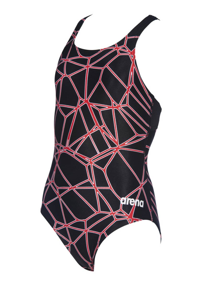Arena Girls Carbonics Pro Junior Drop Back Swimsuit - Black / Red-533862
