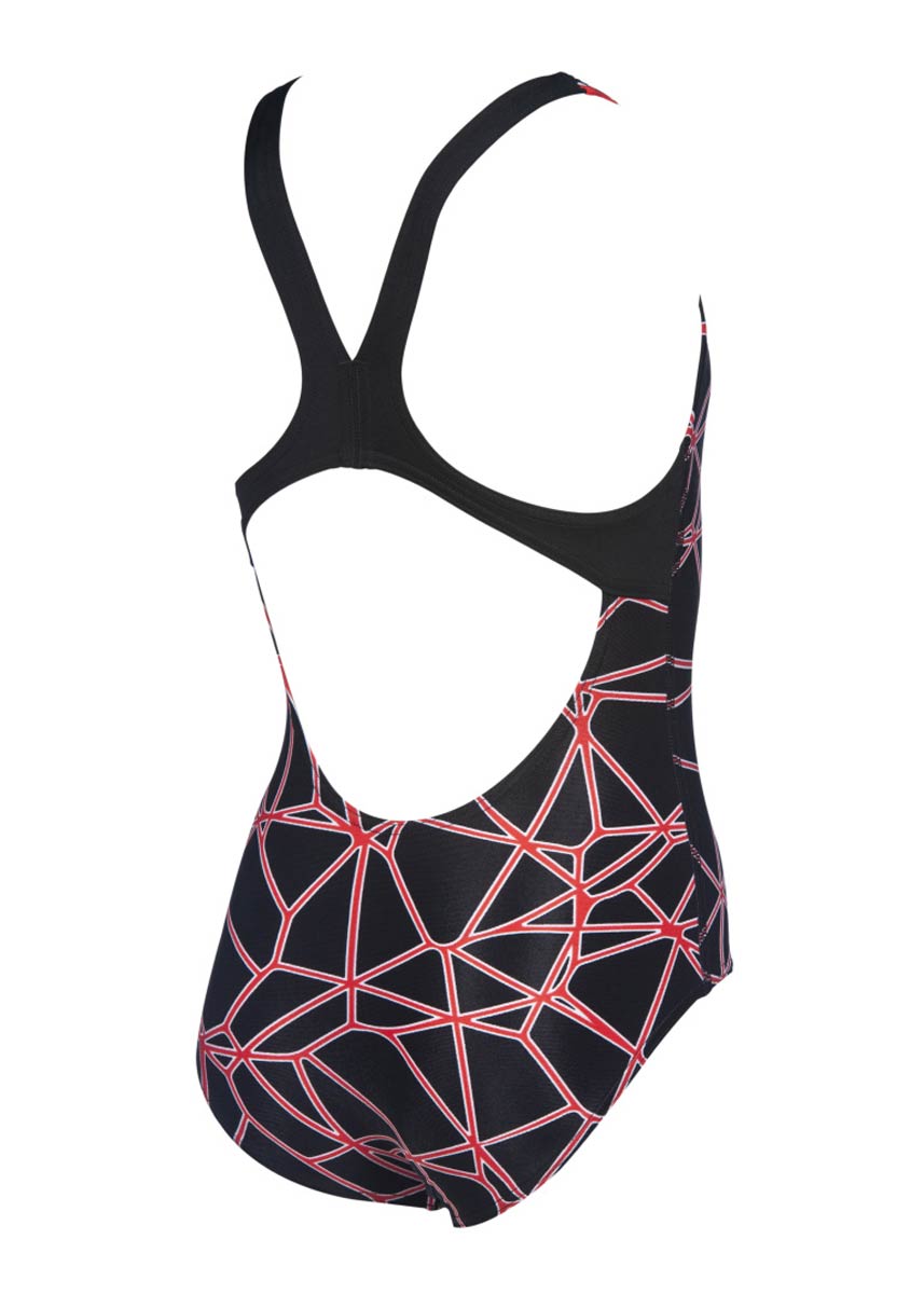 Arena Girls Carbonics Pro Junior Drop Back Swimsuit - Black / Red-533863