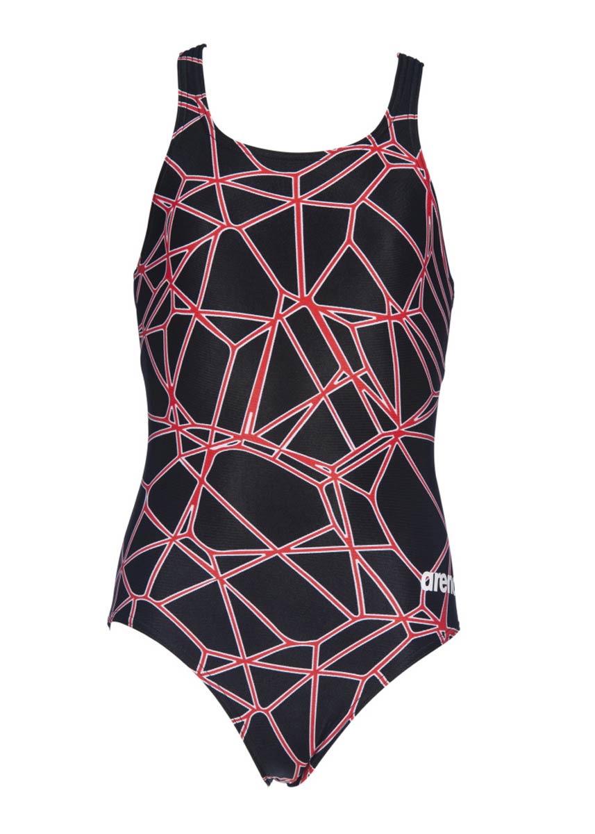 Arena Girls Carbonics Pro Junior Drop Back Swimsuit - Black / Red-533864