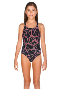 Arena Girls Carbonics Pro Junior Drop Back Swimsuit - Black / Red
