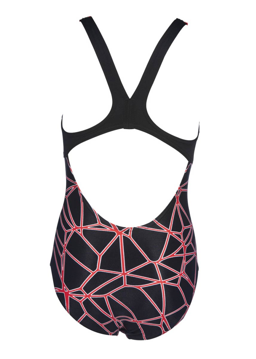 Arena Girls Carbonics Pro Junior Drop Back Swimsuit - Black / Red-533865