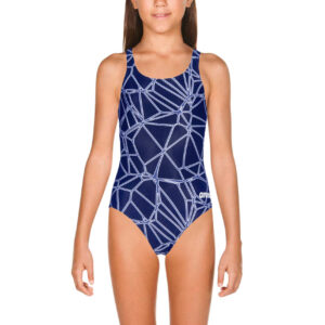 Arena Girls Carbonics Pro Junior Drop Back Swimsuit - Navy / Neon Blue-0