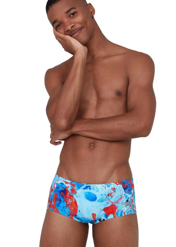 Speedo Men's Allover Digital 14cm Trunk - Phoenix Red / Powder Blue-0