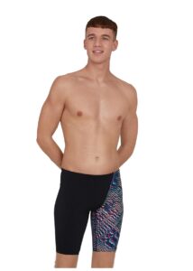 Speedo Men's Allover Digital V-Cut Jammer - Speedo Black / Green Glow
