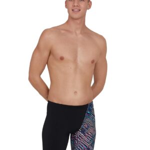 Speedo Men's Allover Digital V-Cut Jammer - Speedo Black / Green Glow-0