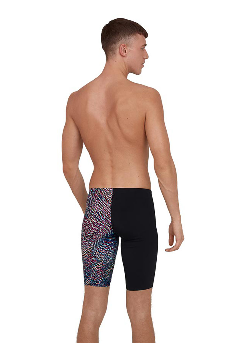 Speedo Men's Allover Digital V-Cut Jammer - Speedo Black / Green Glow-brand