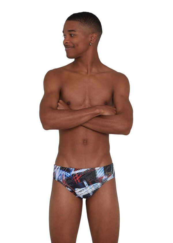 Speedo Men's Allover Digital 7cm Brief - Speedo Black / Lava Red-0