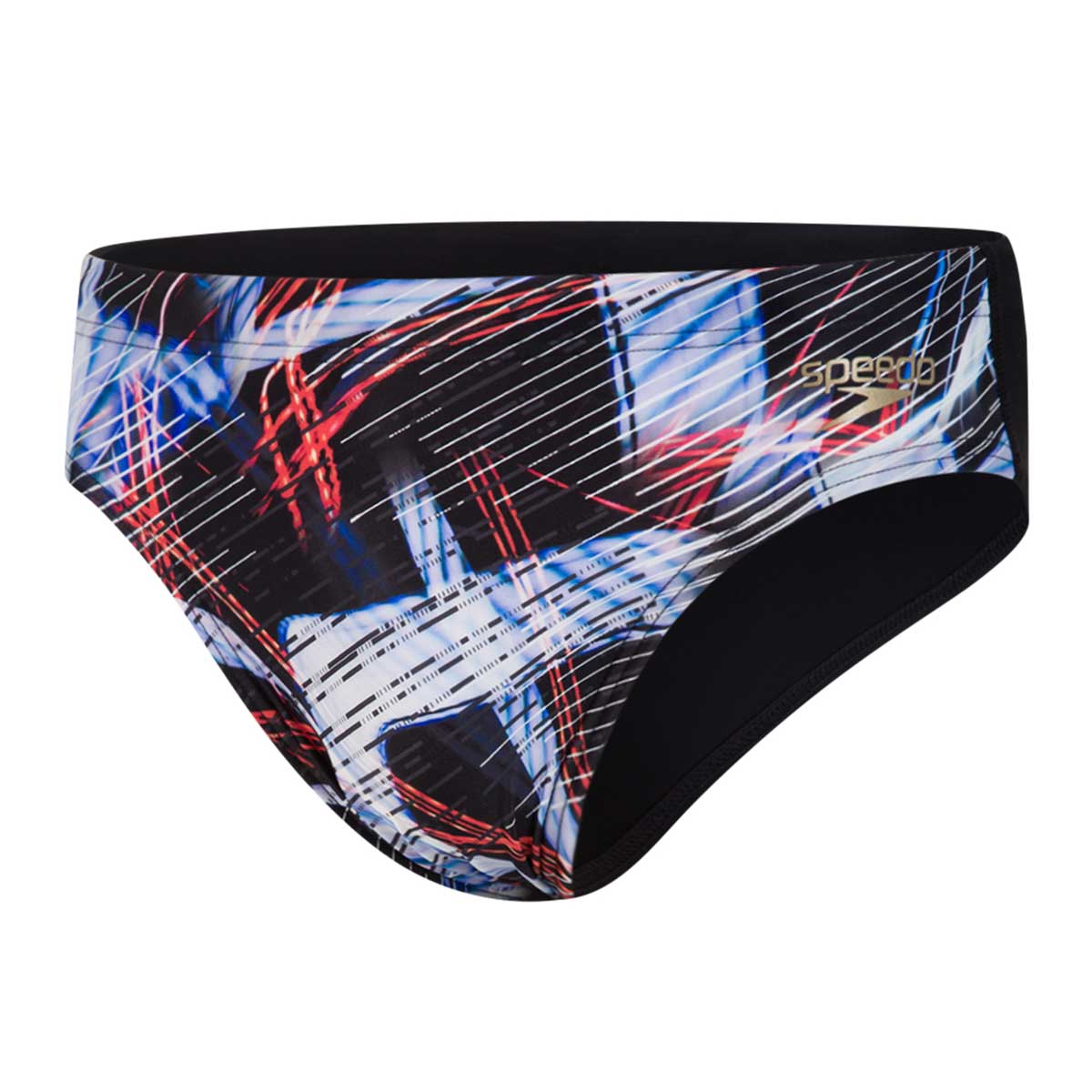 Speedo Men's Allover Digital 7cm Brief - Speedo Black / Lava Red-534443