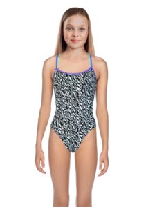 Speedo Girl's ElectricStripe Allover Double Crossback Swimsuit