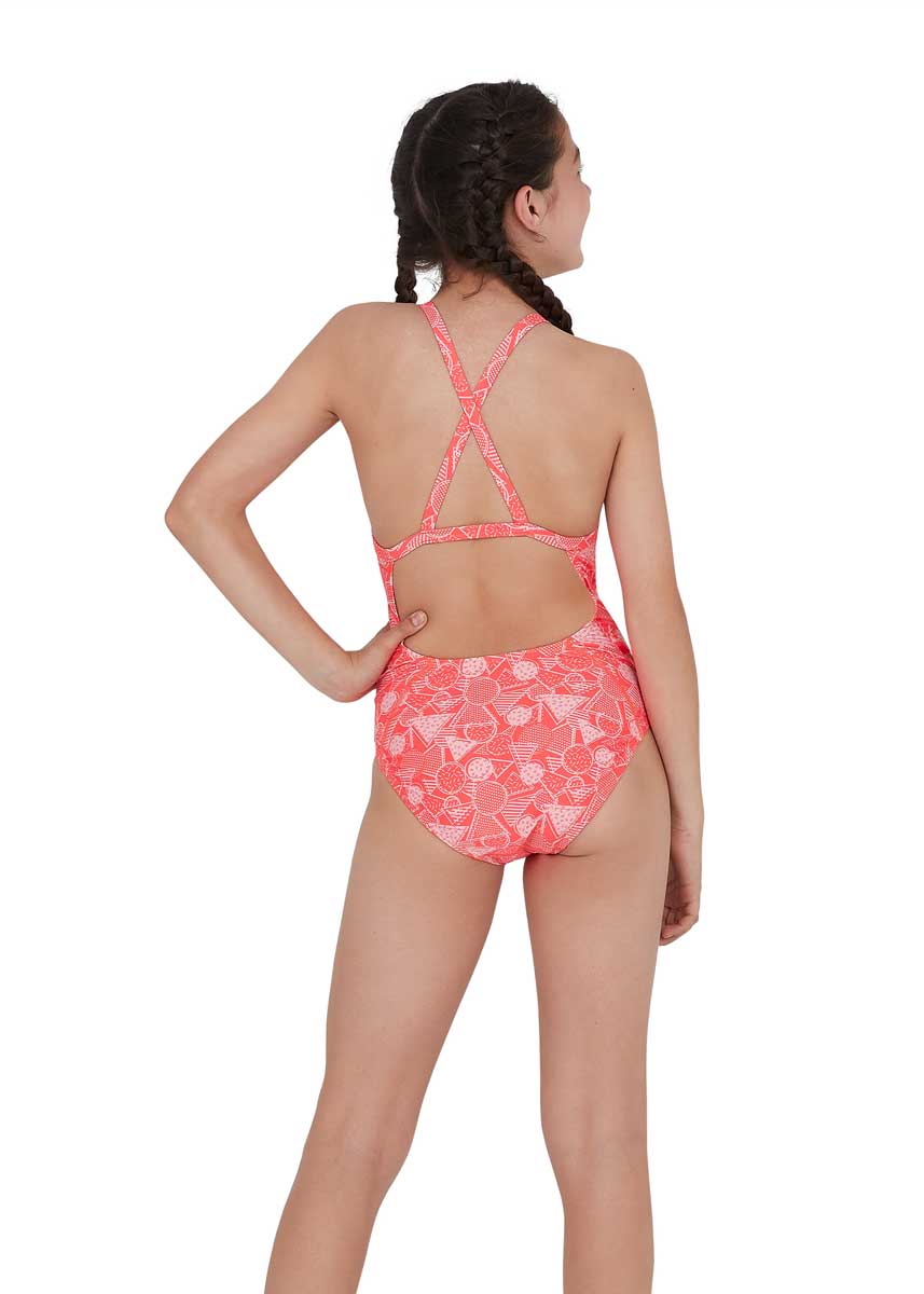 Speedo Girl's DazzleGeo Allover X Back Swimsuit-brand