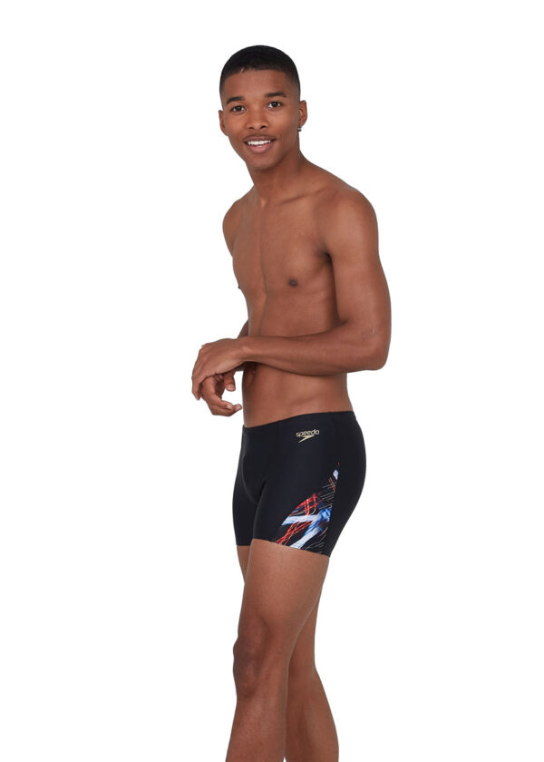 Speedo Men's Allover Digital V-Cut Aquashort - Speedo Black / Lava Red-0