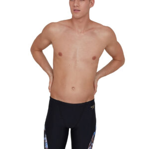 Speedo Men's Allover Digital V-Cut Jammer - Speedo Black / Lava Red-0