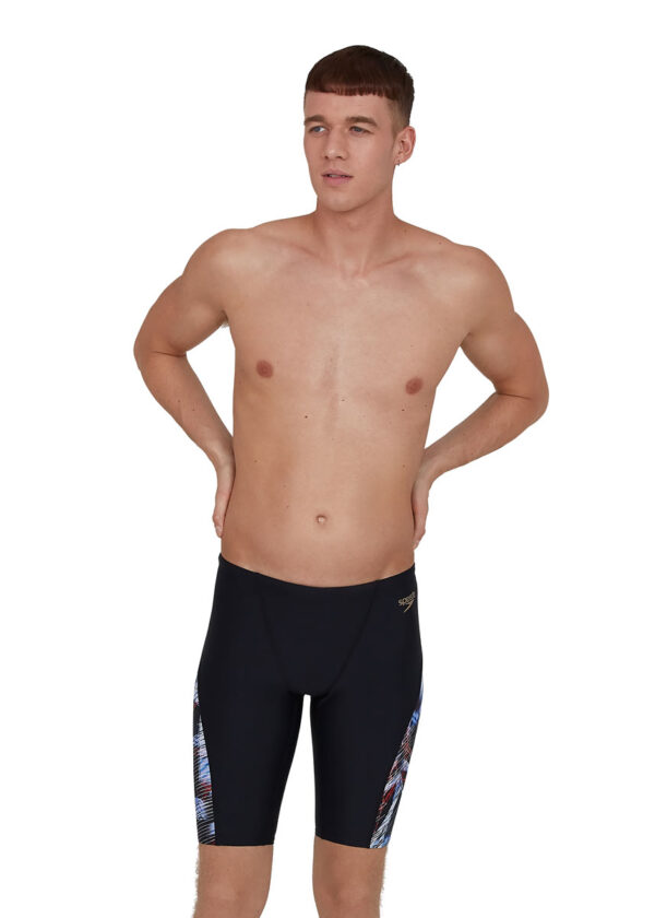 Speedo Men's Allover Digital V-Cut Jammer - Speedo Black / Lava Red-0
