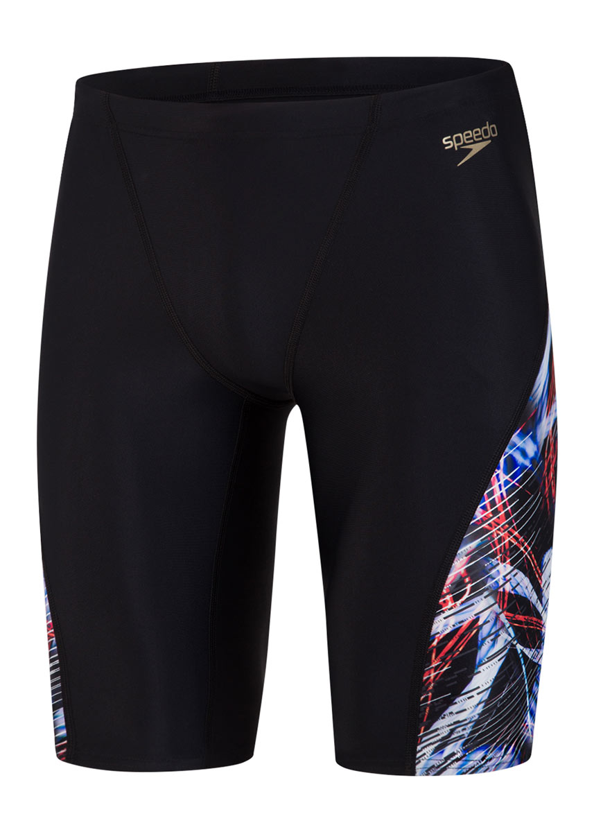 Speedo Men's Allover Digital V-Cut Jammer - Speedo Black / Lava Red-534471