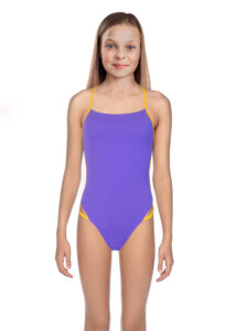 Speedo Girl's Solid Freestyler Swimsuit - Ultra Violet / Mango