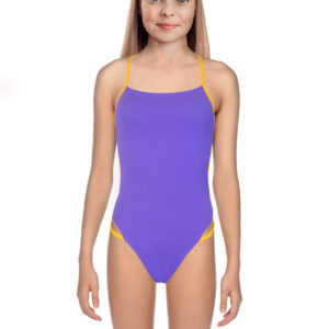Speedo Girl's Solid Freestyler Swimsuit - Ultra Violet / Mango-0