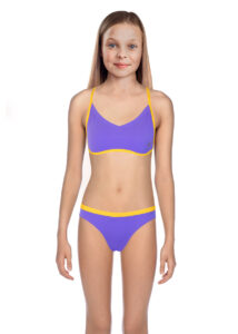 Speedo Girl's Solid Freestyler Swim Bikini Top - Ultra Violet / Mango
