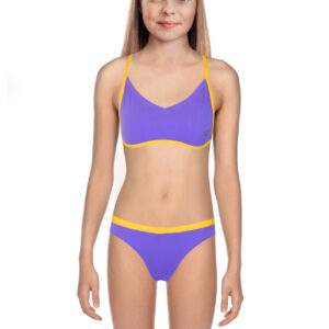Speedo Girl's Solid Swim Bikini Brief - Ultra Violet / Mango-0