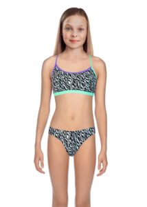 Speedo Girl's ElectricStripe Allover Tie-Back Swim Bikini Top