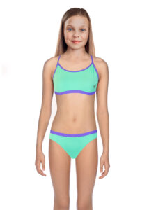Speedo Girl's Solid Swim Bikini Brief - Green Glow / Ultra Violet