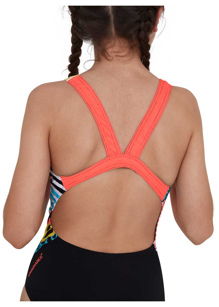 Speedo Girl's DazzleSpark Digital Placement Leaderback Swimsuit-brand