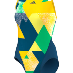 Adidas Women's Rio Art Energy Swimsuit - Mineral Blue / Equipment Yellow-0