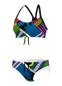Adidas Girls Pulse Graphic Swim Bikini - Black / Shock Blue