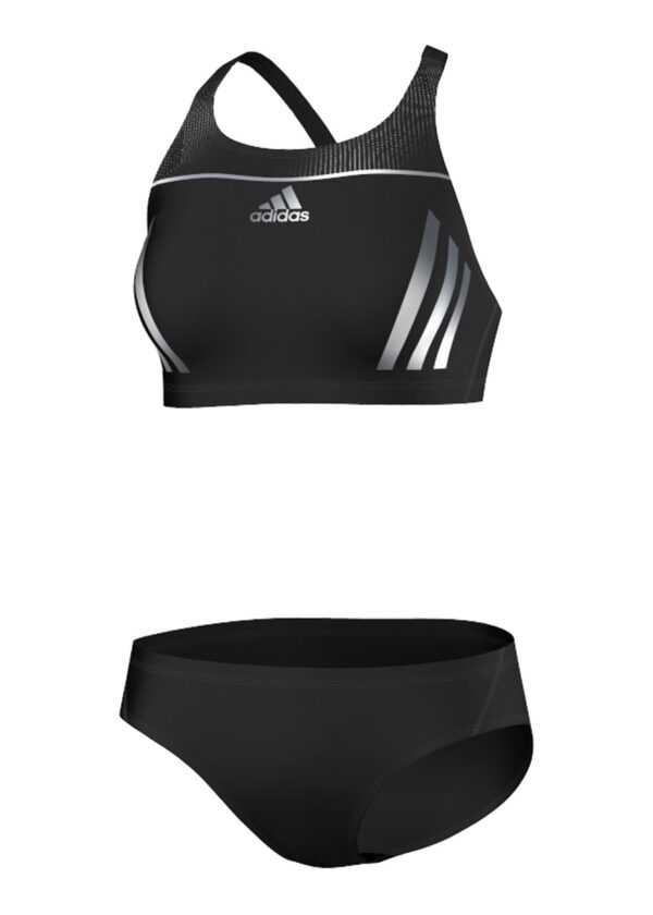 Adidas Girls Streamline Infinitex Swim Bikini - Black / Silver-0