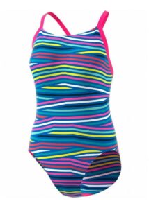 Adidas Girls INFINITEX+ 1 Piece Swimsuit - Blue / Multi