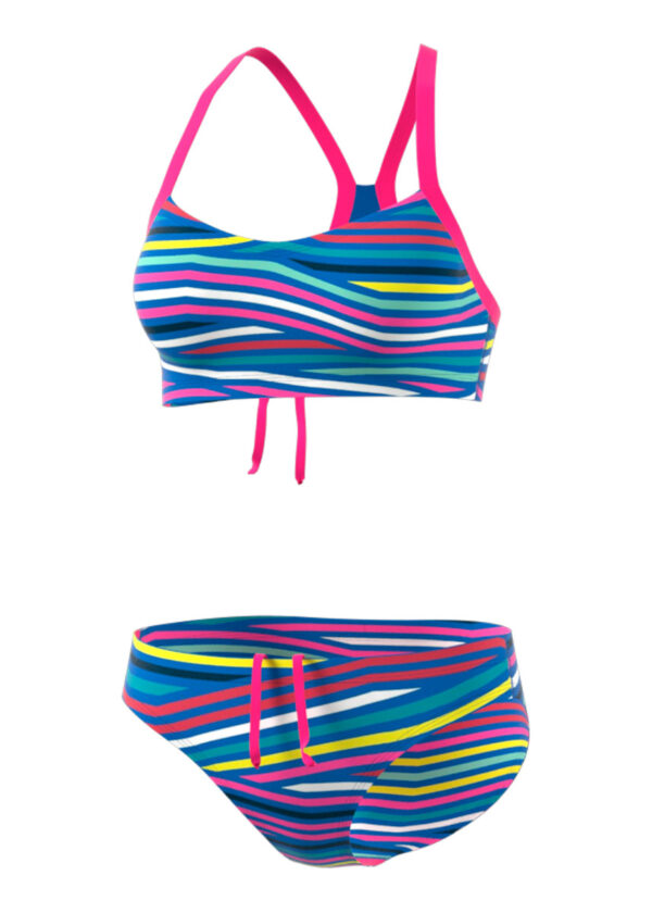 Adidas Girls INFINITEX+ 2 Piece Swim Bikini - Blue / Multi-0