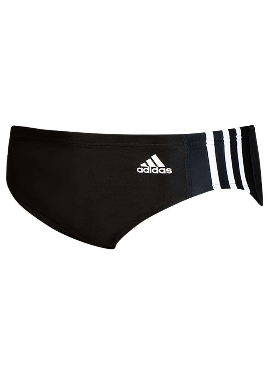 Adidas Boy's 3 Stripe INFINITEX Swim Brief - Black / White-0