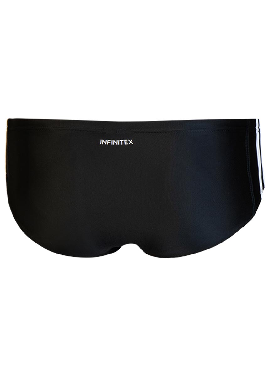 Adidas Boy's 3 Stripe INFINITEX Swim Brief - Black / White-536045