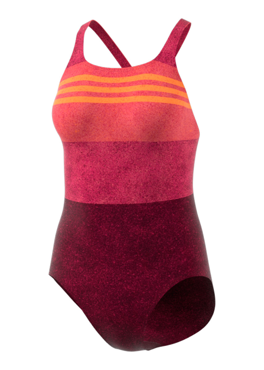 Adidas Womens Essence 3-stripes Swimsuit - Maroon-0