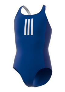 Adidas Girls 3-Stripes One Piece Swimsuit - Blue / White