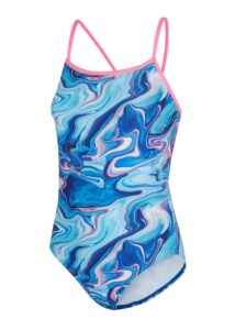 Maru Girl's Marble Run Pacer Jay Back Swimsuit -  Blue/Pink