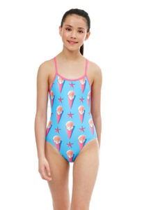 Maru Girl's Gelato Pacer Fly Back Swimsuit - Blue/ Pink