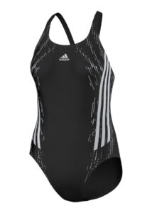 Adidas Girls Tech Art Graphic Swimsuit - Black / Silver