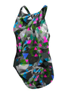 Adidas Girls Xtreme Allover Print Swimsuit - Black / Shock Pink