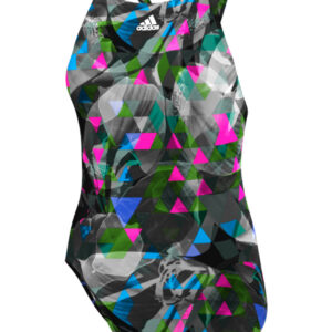 Adidas Girls Xtreme Allover Print Swimsuit - Black / Shock Pink-0
