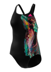 Adidas Girls INFINITEX+ Graphic Swimsuit - Black / Shock Pink