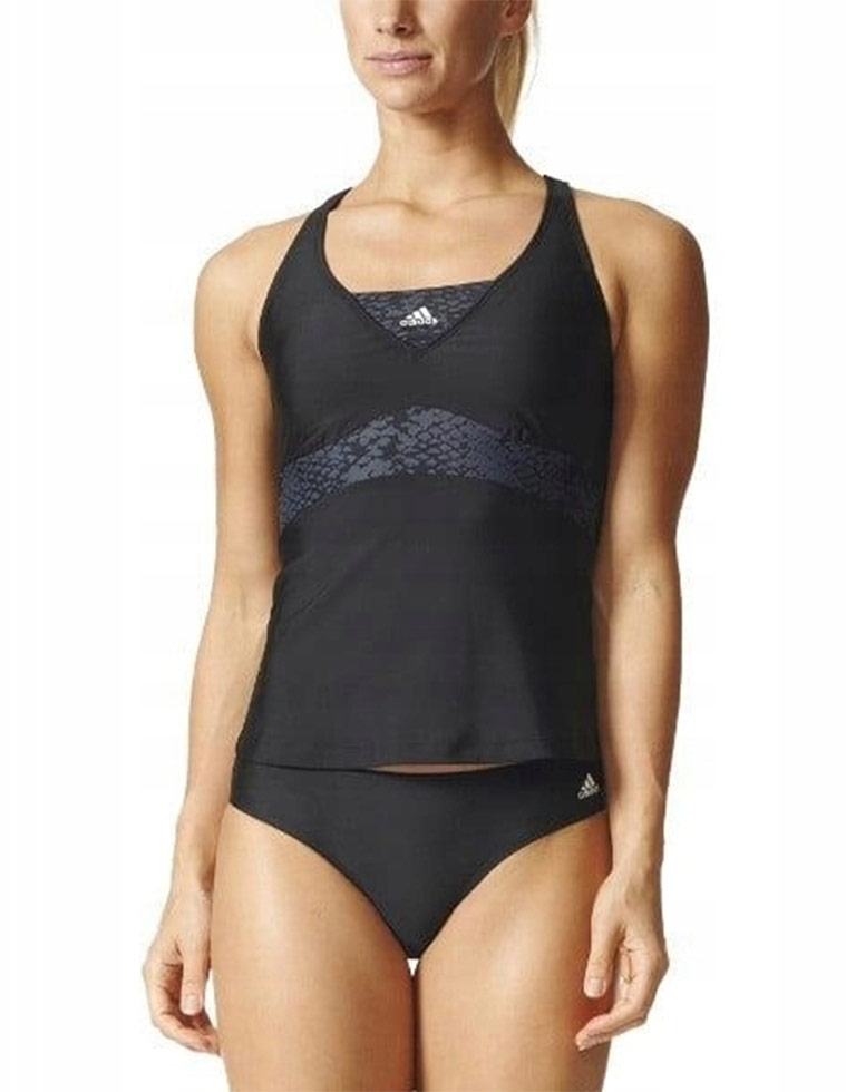 Adidas Girls Aquasport Swim Tankini - Black / White-566249