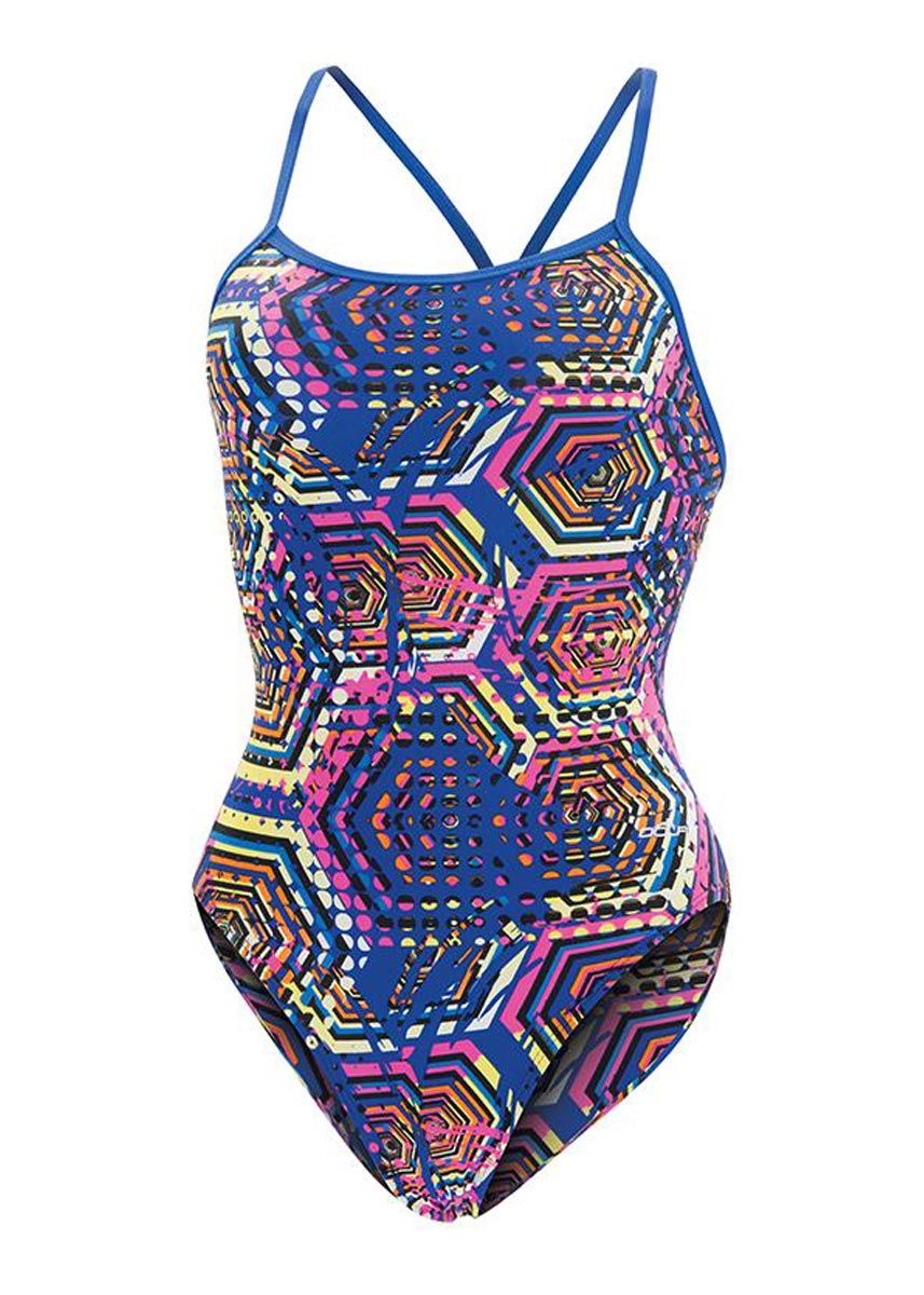 Dolfin Womens Reliance Hive V-Back Swimsuit - Multi Royal