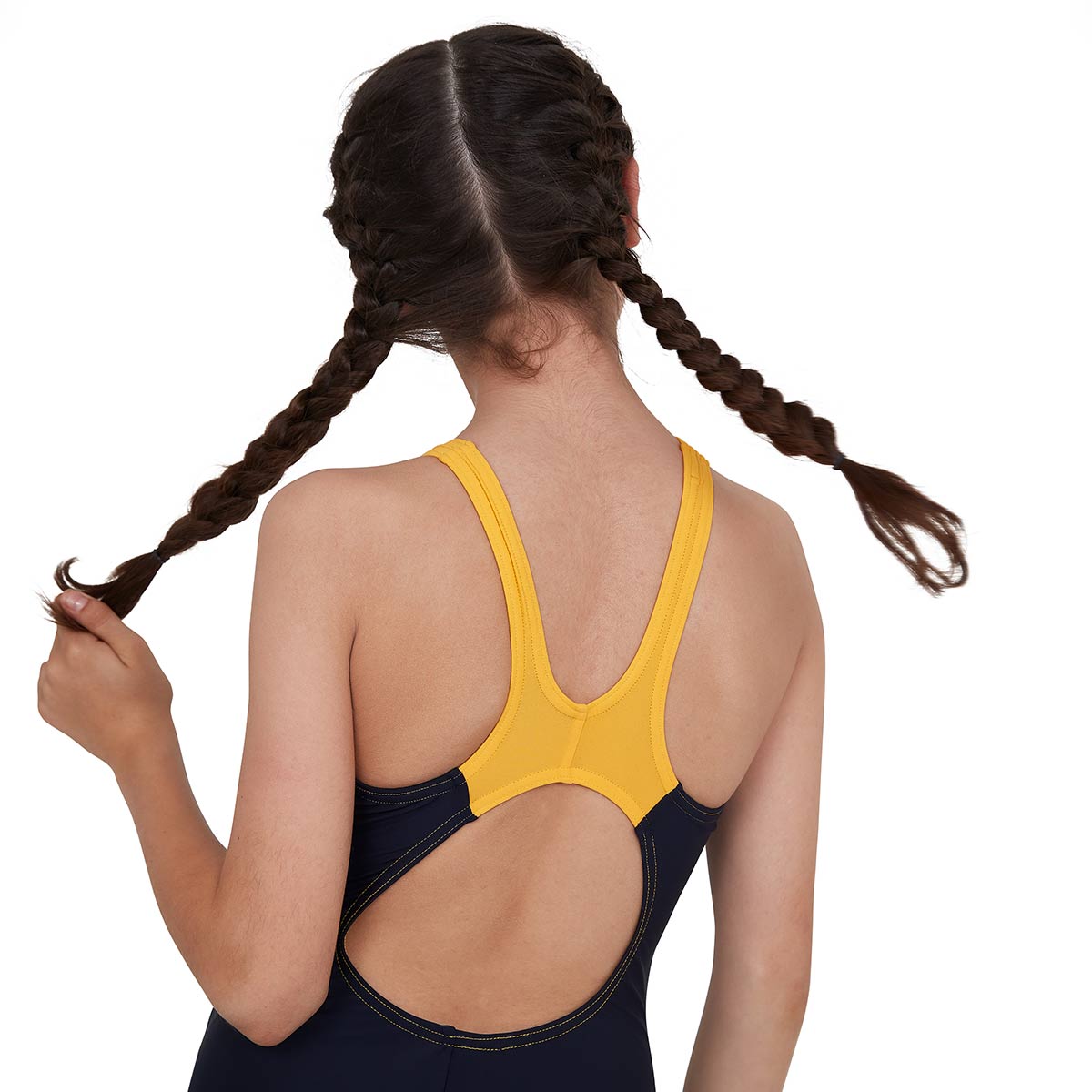 Speedo Girl's Tech Placement Muscleback Swimsuit - True Navy / Mango-537240