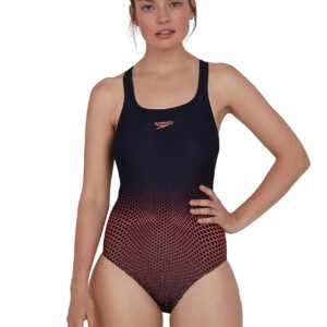 Speedo Women's Placement Medalist Swimsuit - Black / Phoenix Red-0