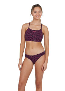 Speedo Women's Boomstar Allover Thinstrap Swim Bikini - Black / Electric Pink