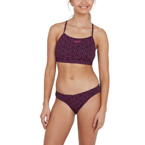 Speedo Women's Boomstar Allover Thinstrap Swim Bikini - Black / Electric Pink-0